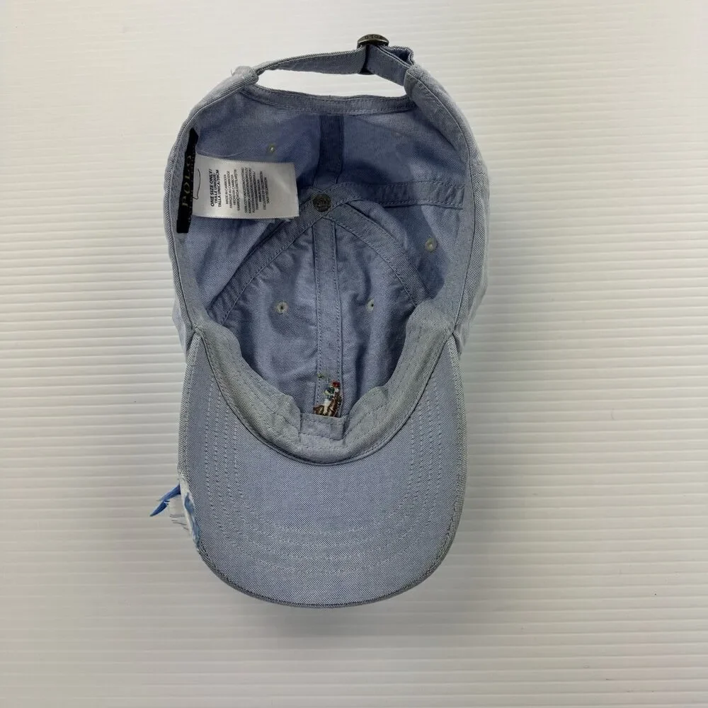 Polo Ralph Lauren Denim Blue Cotton Polo Player Adjustable Baseball Cap Hat